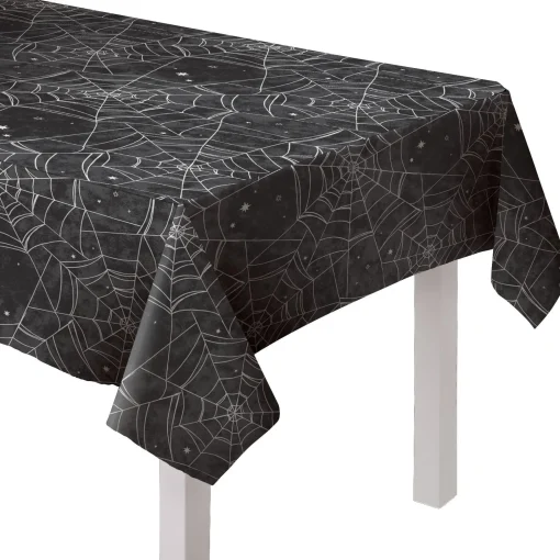 Party City Tableware & Serveware|Spiderweb Night Flannel-Backed Vinyl Tablecloth, 54In X 108In