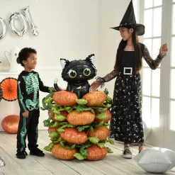 Party City Balloons|Stackerz Black Cat & Pumpkins Halloween Foil Balloon, 45In