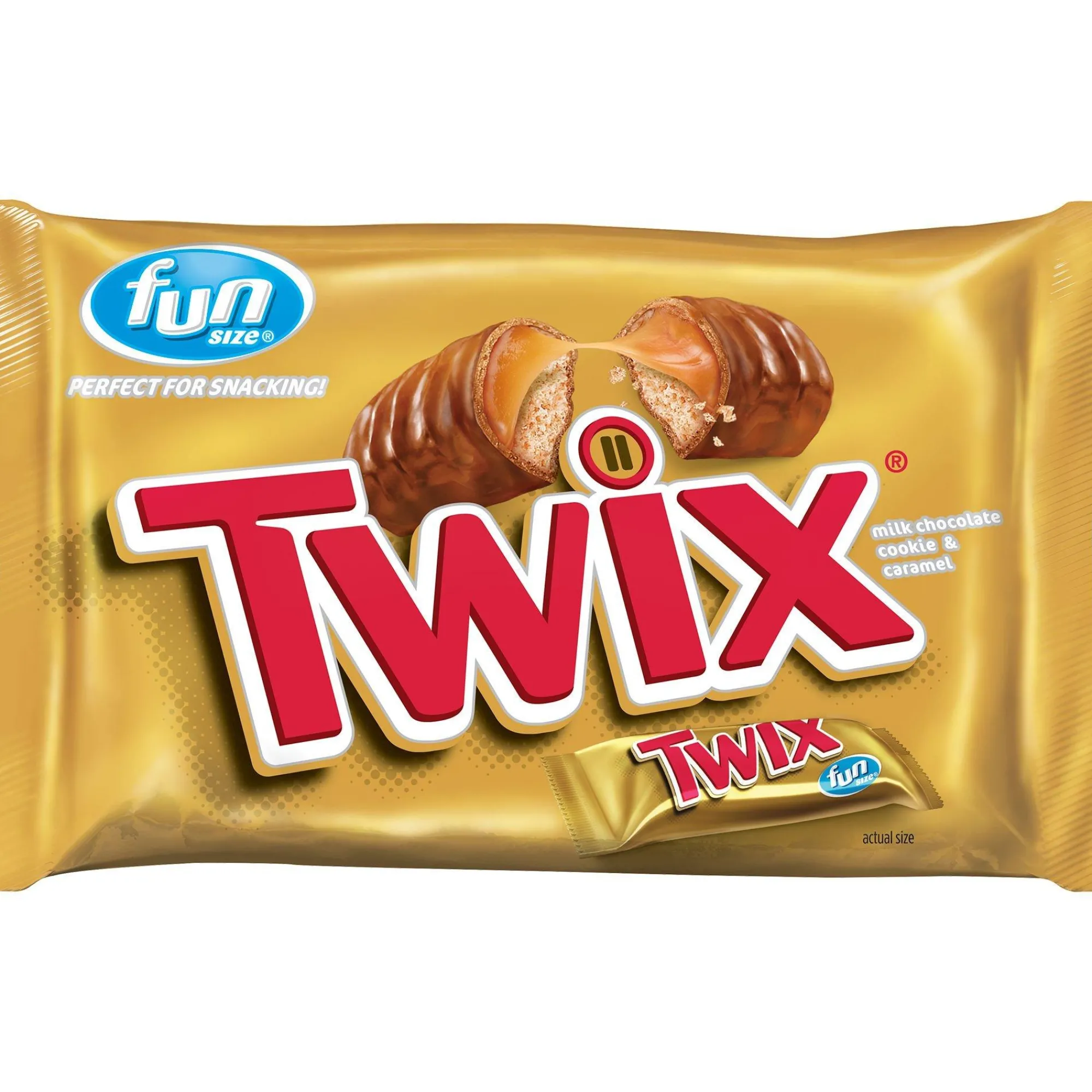 Twix Chocolate Candy- Fun Size Caramel & Milk Chocolate Cookie Bars Bag, 20Pc