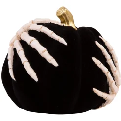 Party City Boneyard Glam|Velvet Skeleton Resin & Stone Pumpkin, 5.4In