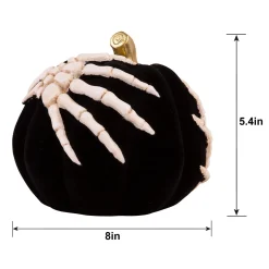 Party City Wicked Haunting|Velvet Skeleton Resin & Stone Pumpkin, 5.4In