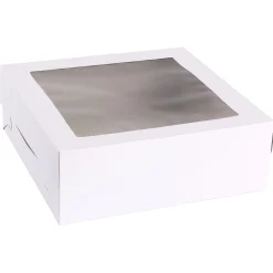 Party City Boxes, Carriers & Treat Bags-White Square Window Cake Box, 14In